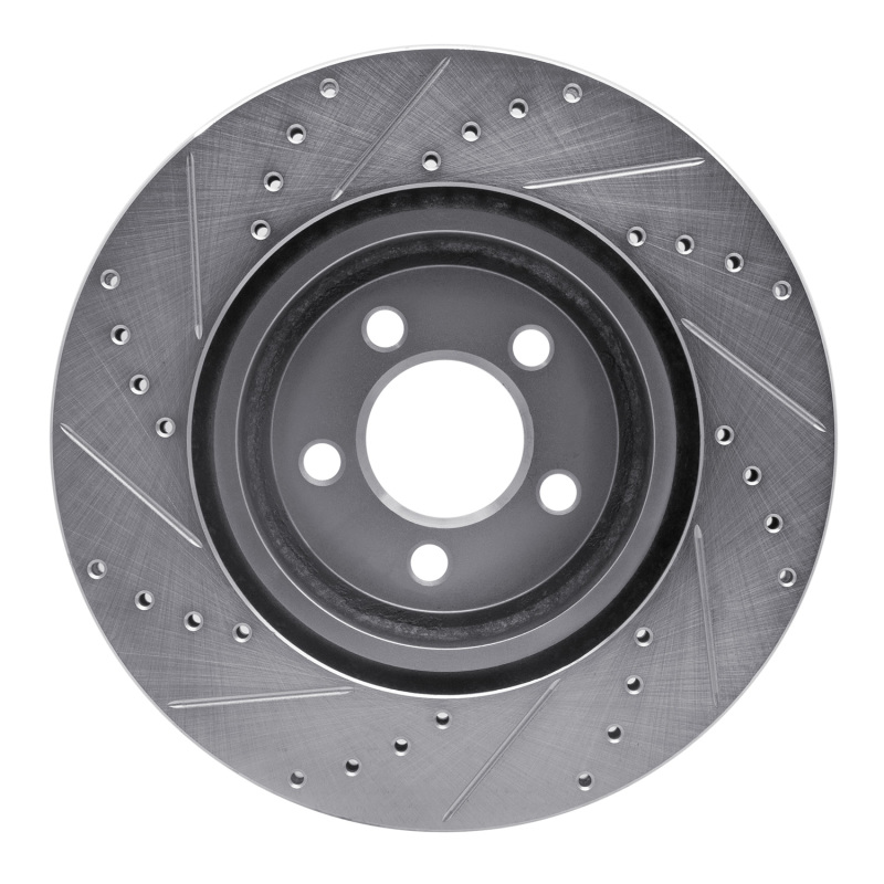 Chrysler 300 Brake Rotor (1) - Front Right - R1 Concepts - Drilled & Slotted - Silver - `05-`23